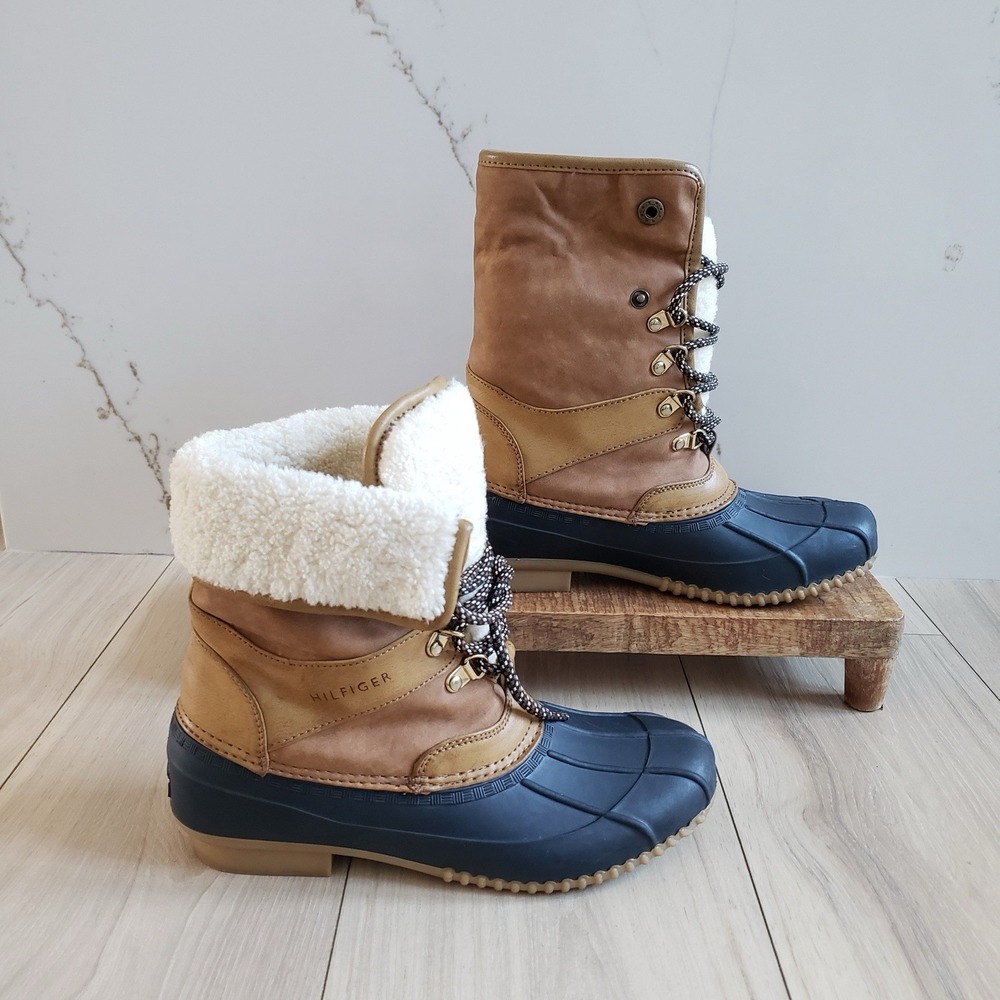 Tommy Hilfiger Boots Womens 9 Rusteen Faux Fur Brown